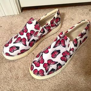Pink and White butterfly flats